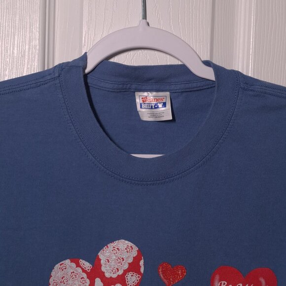 Betty Boop Be Mine USED Shirt (DISTRESSED, L, Blue, 2003, Y2K, Car, Hearts) - Picture 3 of 9